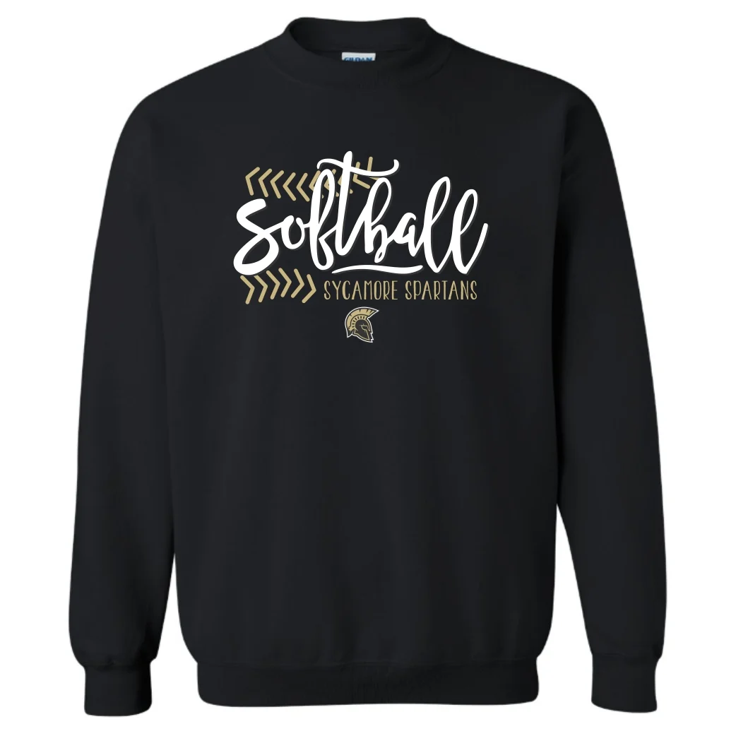 Sycamore Softball Black Crew Neck Sweatshirt