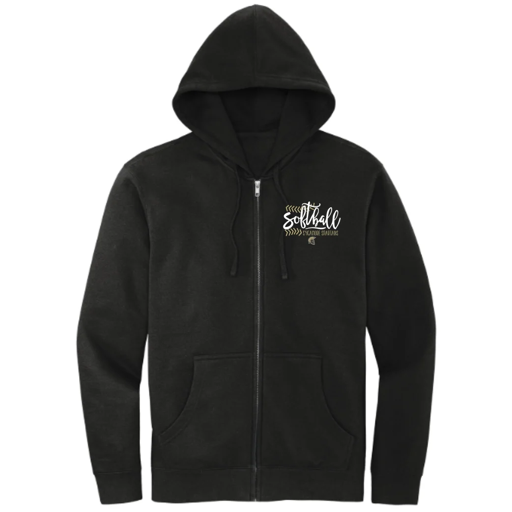 Sycamore Softball Black Full Zip Hoodie